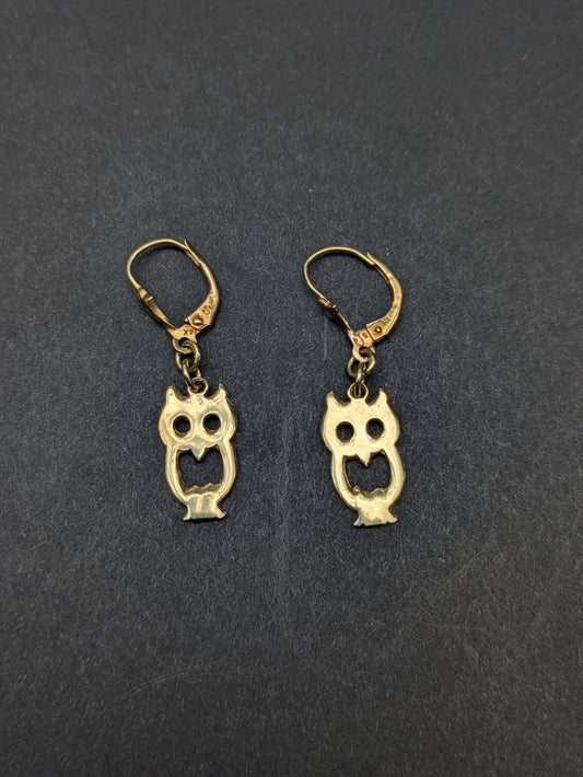 14kt Yellow Gold Owl Earrings
