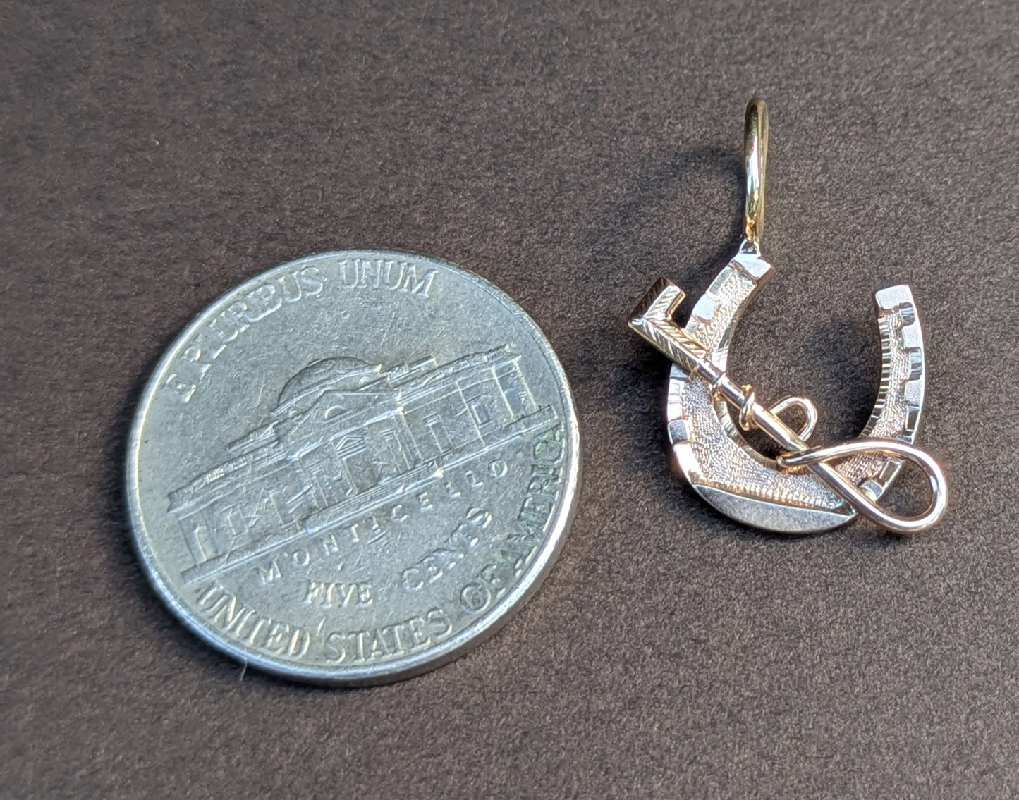 14kt Horseshoe & Crop Charm