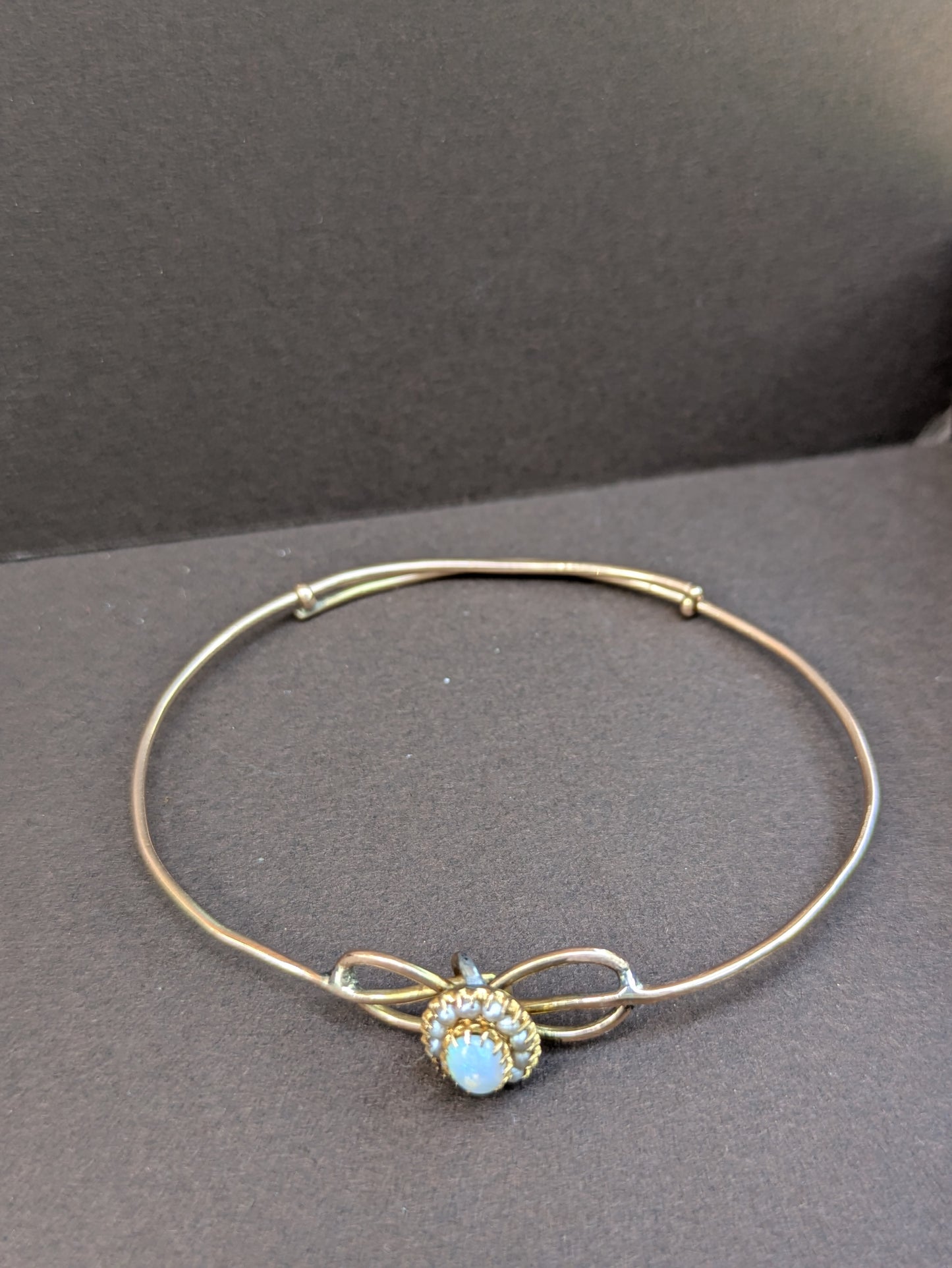 Sweet Expanding Opal & Seed Pearl Bow Bracelet