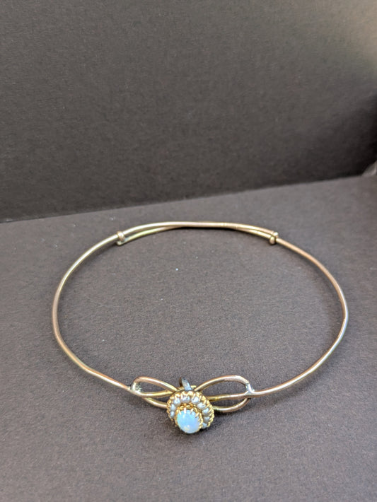 Sweet Expanding Opal & Seed Pearl Bow Bracelet