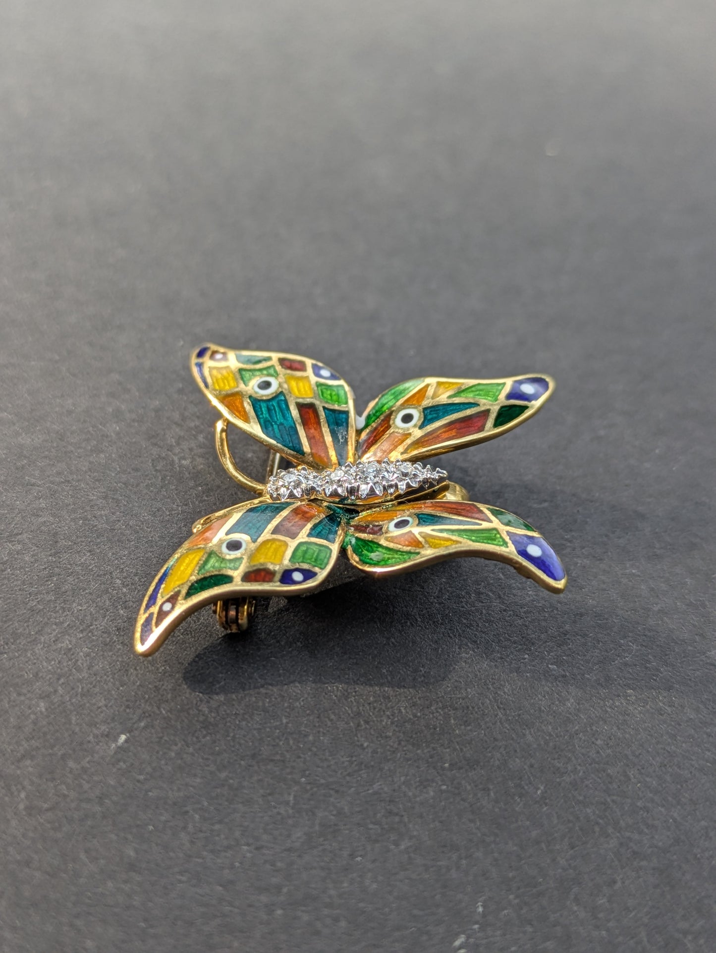 18k Enamel and Diamond Butterfly Pin/Pendant