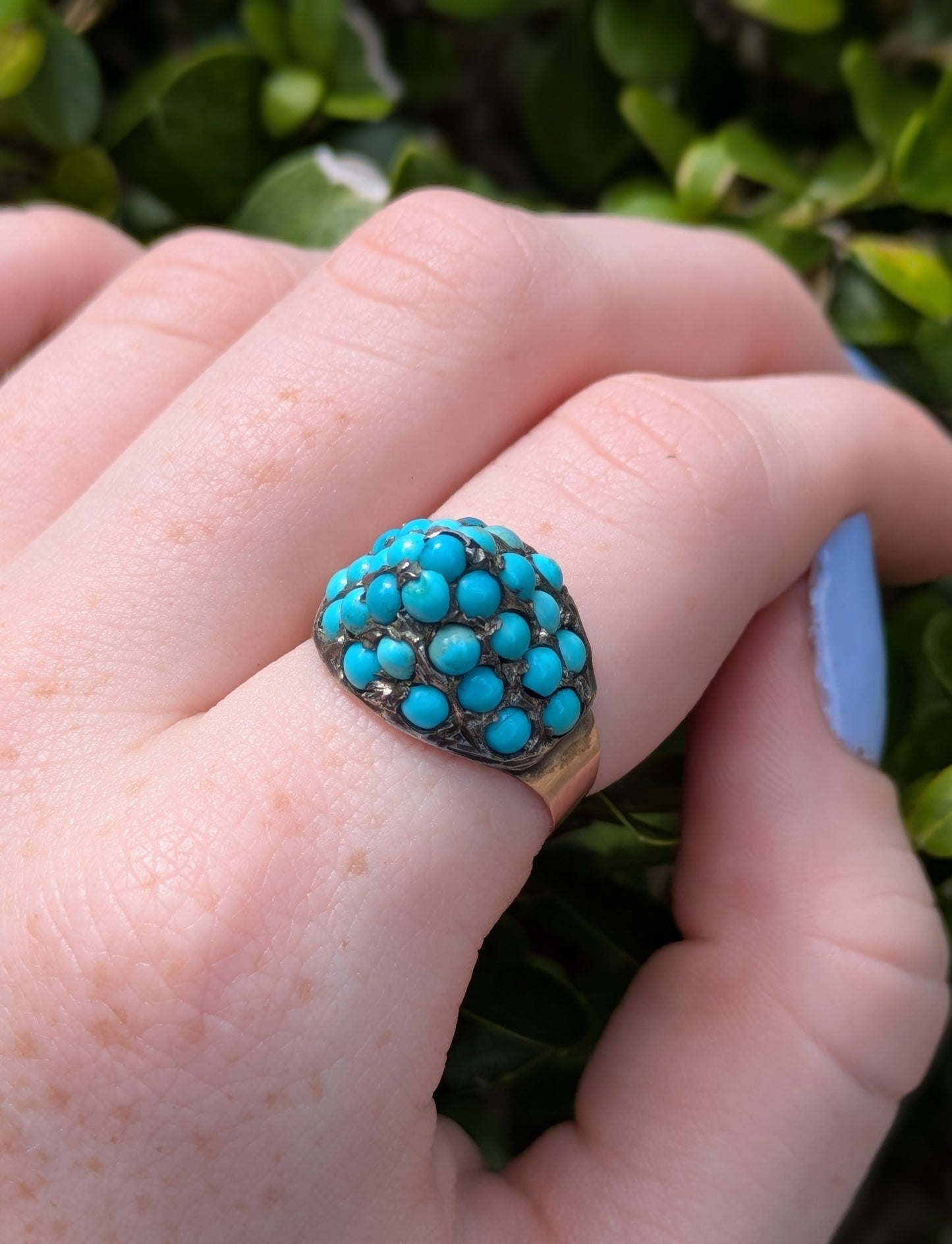 10kt Turqoise Bombe Cluster Ring