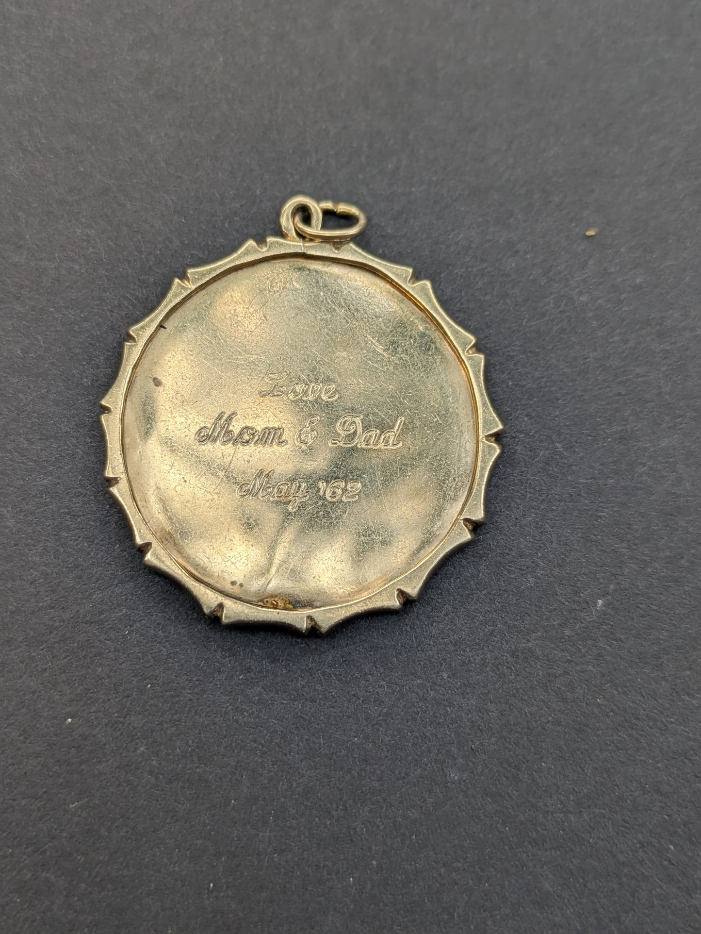 14k Large Vintage Texas Disk Pendant with Diamond