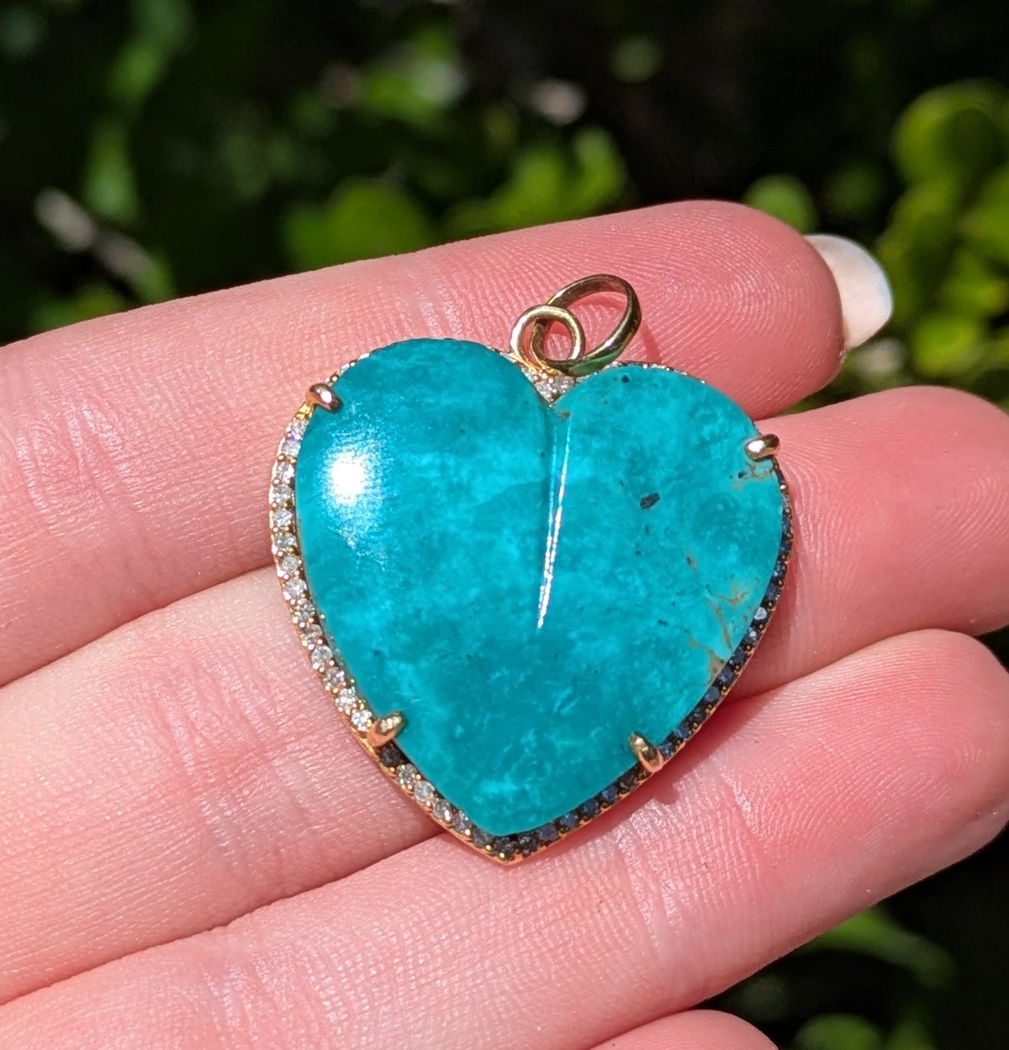 14kt Turquoise Heart with Diamonds Surrounded