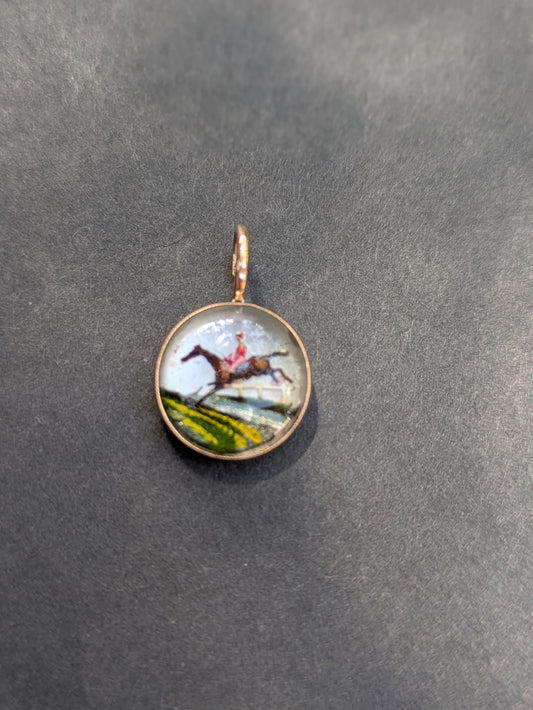 14kt Essex Crystal Horse and Rider Charm