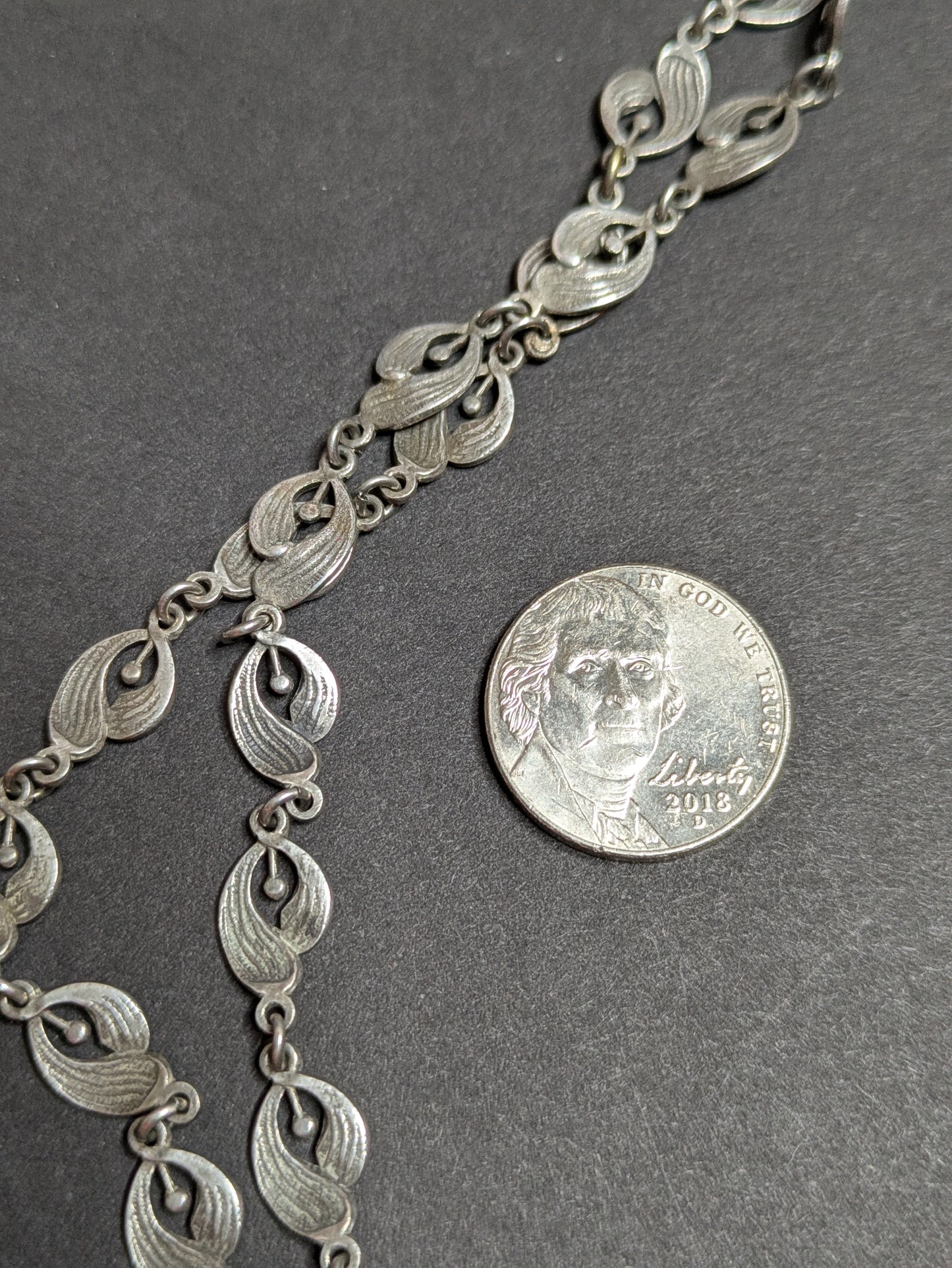 Art Nouveau Silver Long Guard Chain