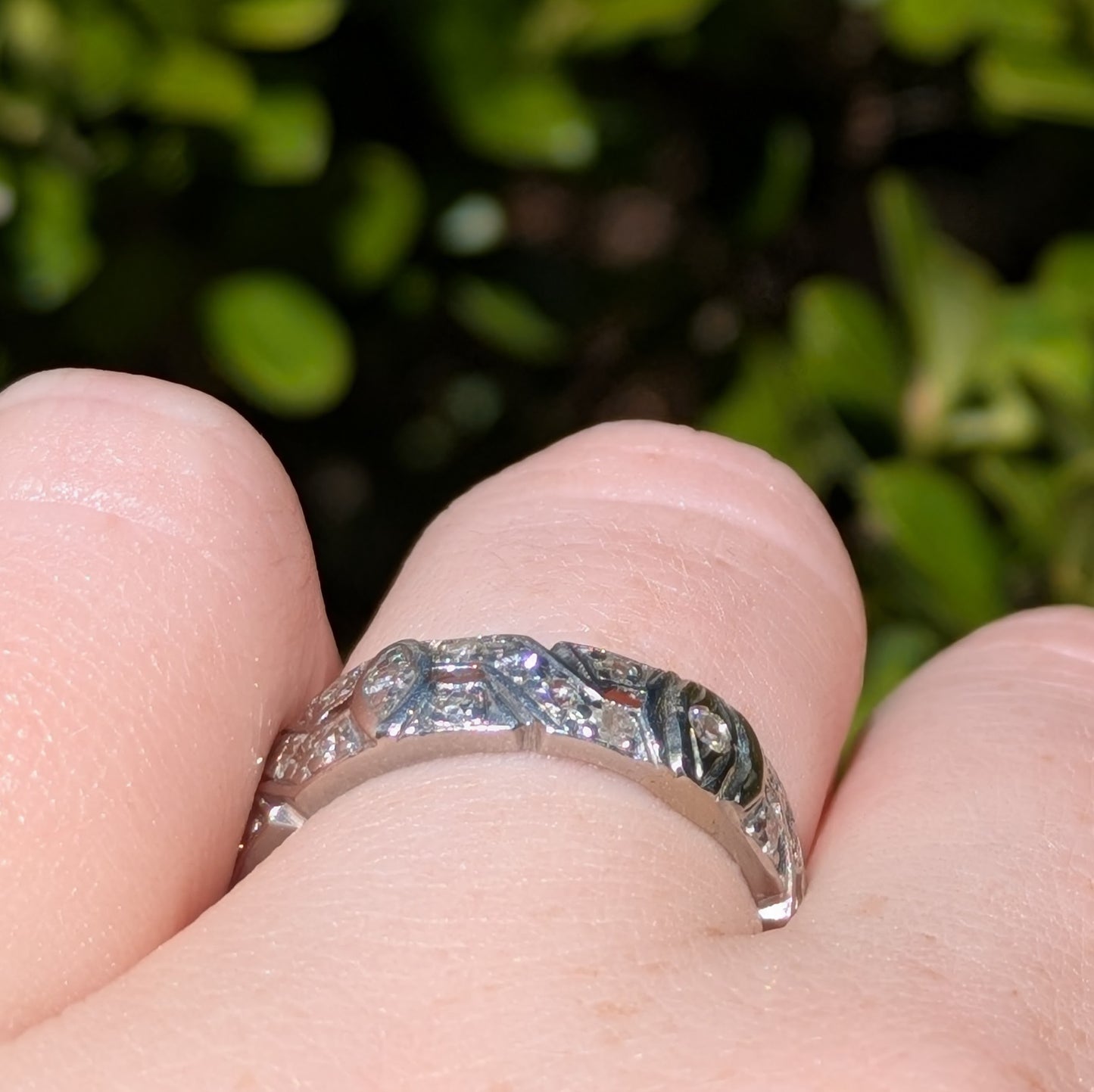 Art Deco Platinum & Diamond Wide Band