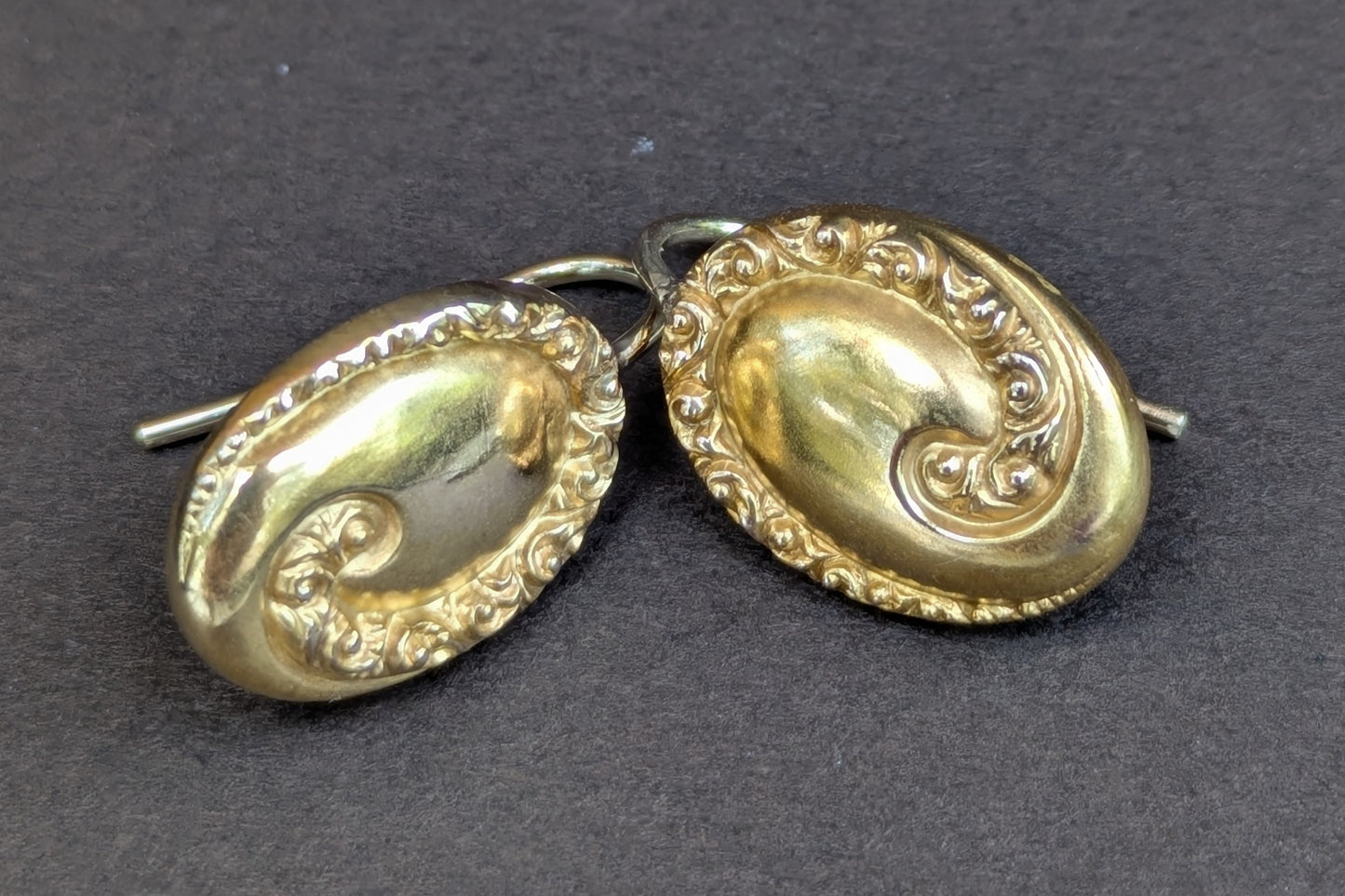 10kt Repousse Earrings with 14kt Wires