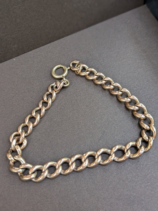 9kt Rose Gold - Solid Graduated Bracelet Curb Chain - Hallmarked