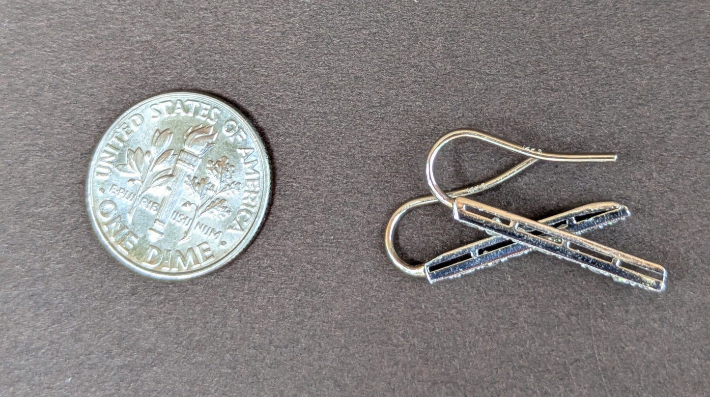 Mine Cut Diamond Earrings 14kt White Gold Converted from Bar Pin
