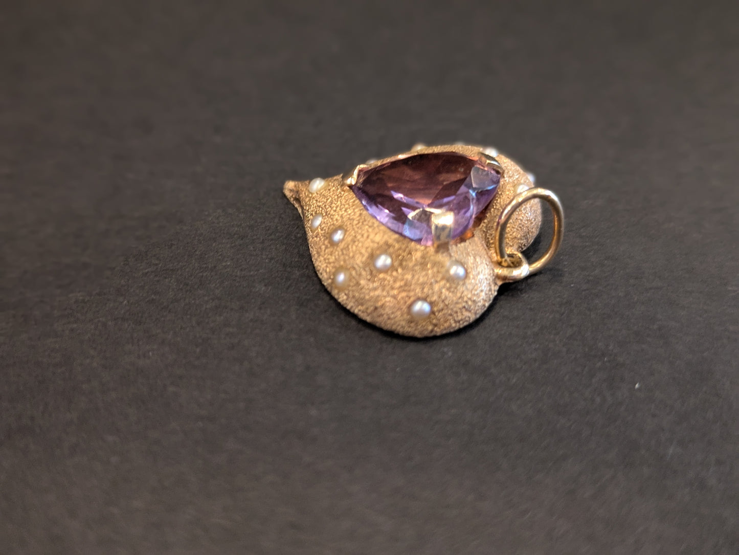 14k Amethyst and Seed Pearl Pendant