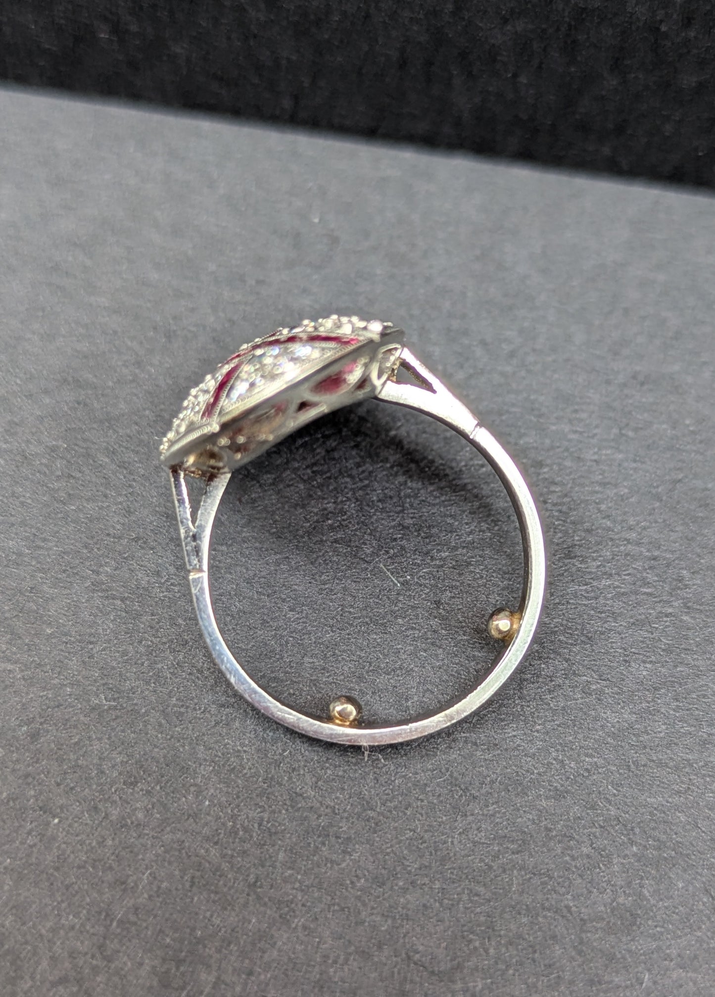 Platinum Diamond & Ruby Art Deco Ring