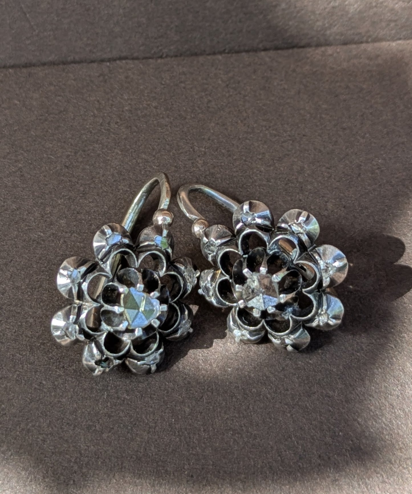 Iberian Silver & Rose Cut Diamond Day and Night Earrings