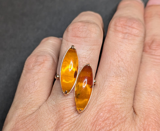 Amber 14k Ring Conversion from Brooch