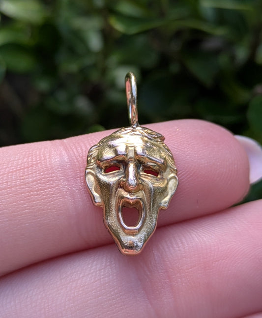 14kt Tragedy Mask Pendant