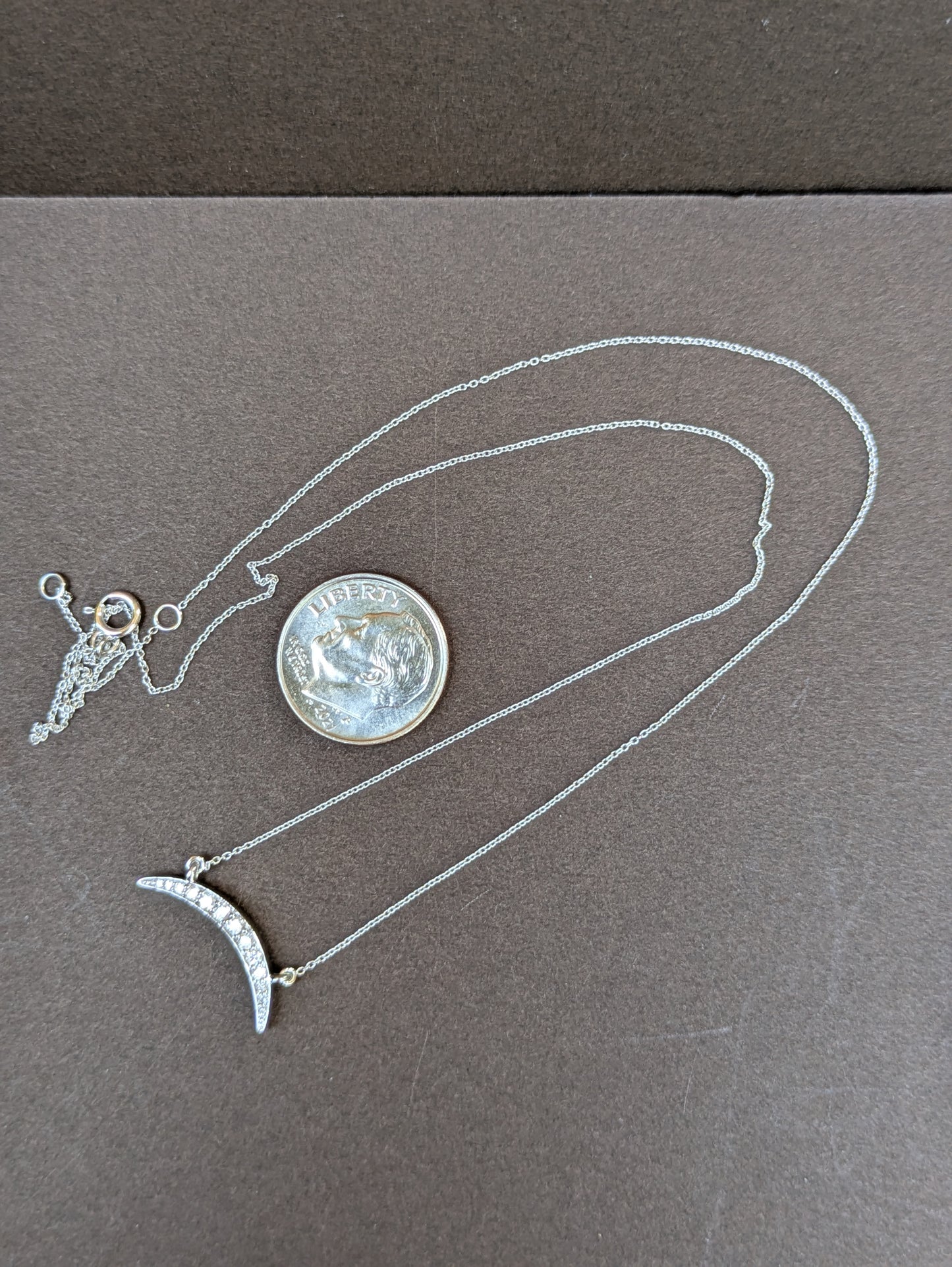 14kt White Gold Diamond Crescent Necklace