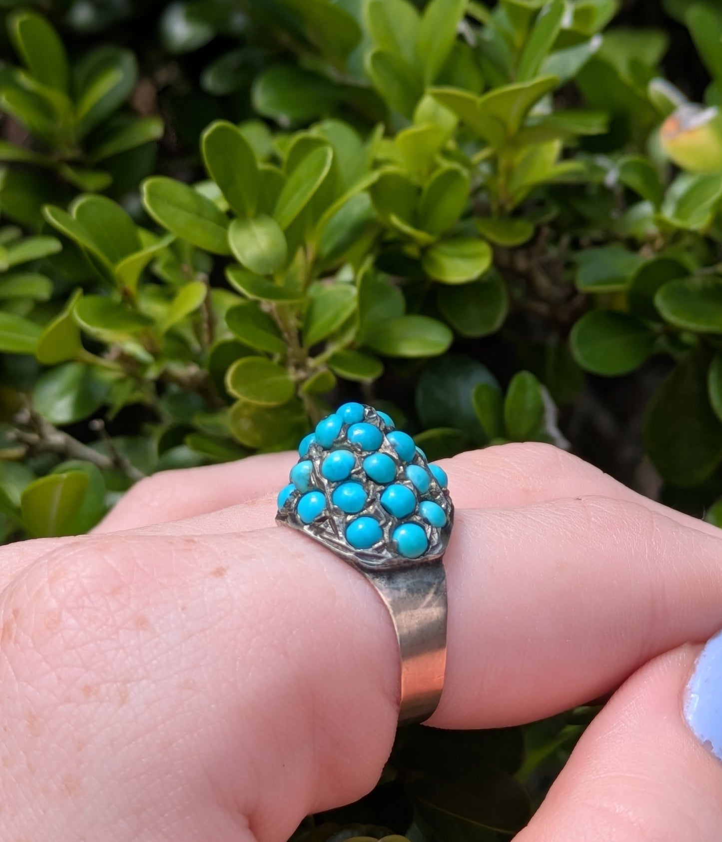 10kt Turqoise Bombe Cluster Ring