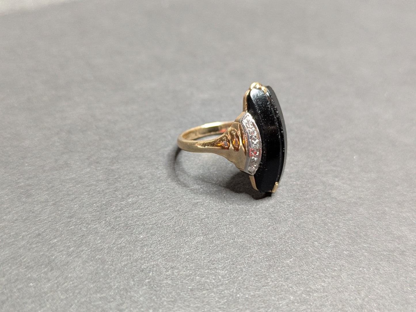14k Onyx and Diamond Ring circa 1960's
