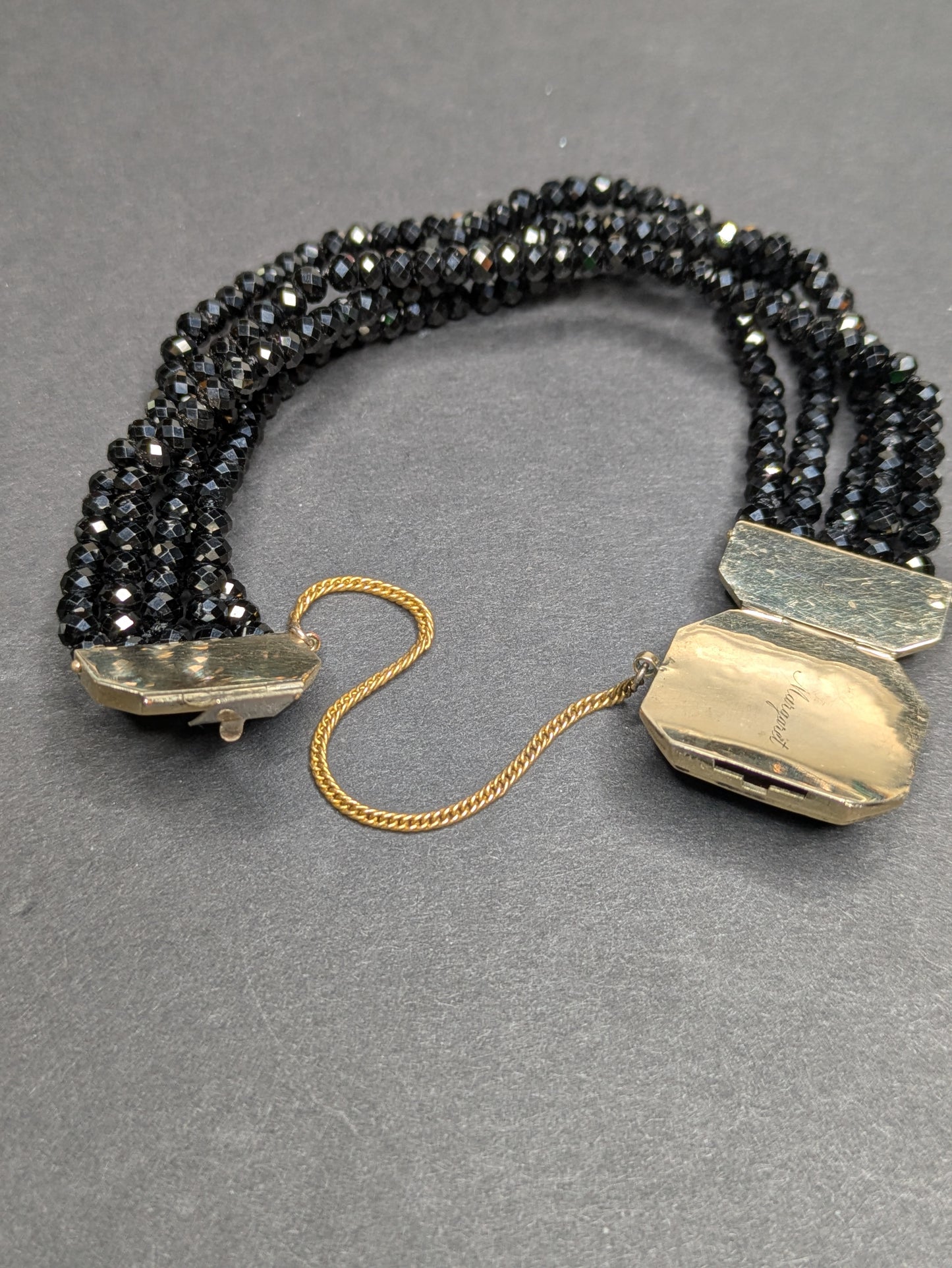 "Margaret" Mourning Bracelet with Black Enamel