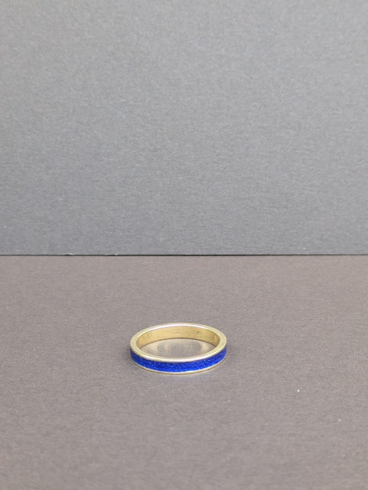 18kt Yellow Gold With Cobalt BLue Enamel Band