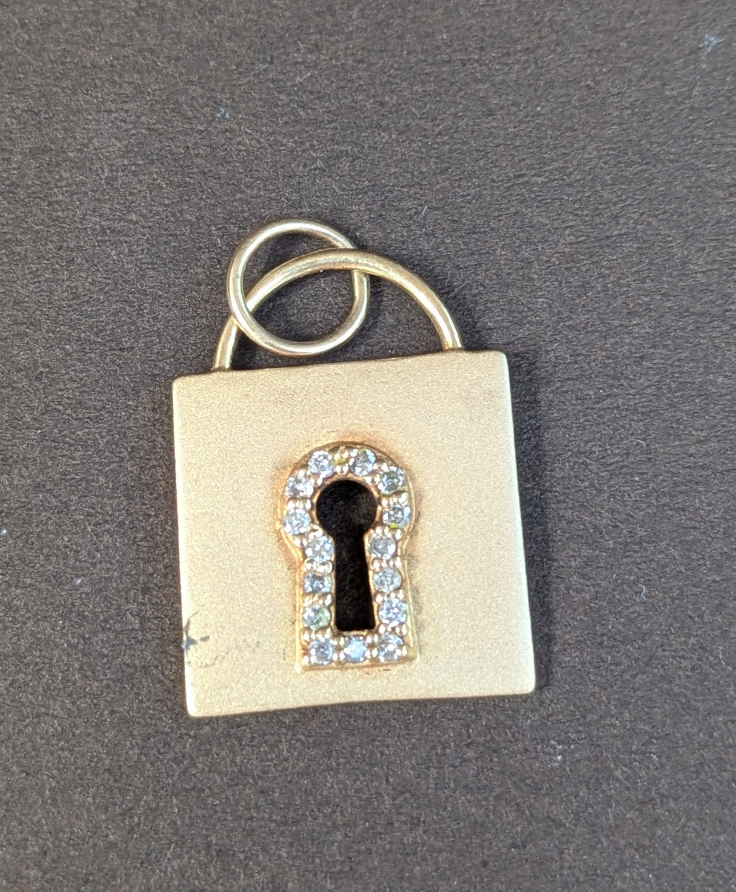 Diamond and 14k Gold Lock Pendant