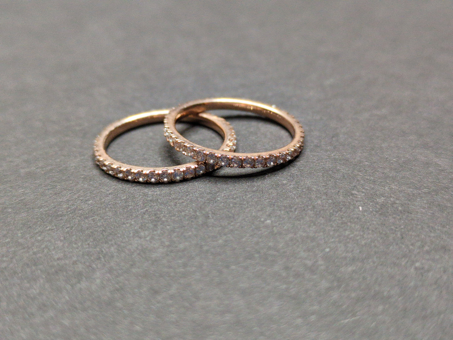 14k Rose Gold and Diamond Eternity Bands