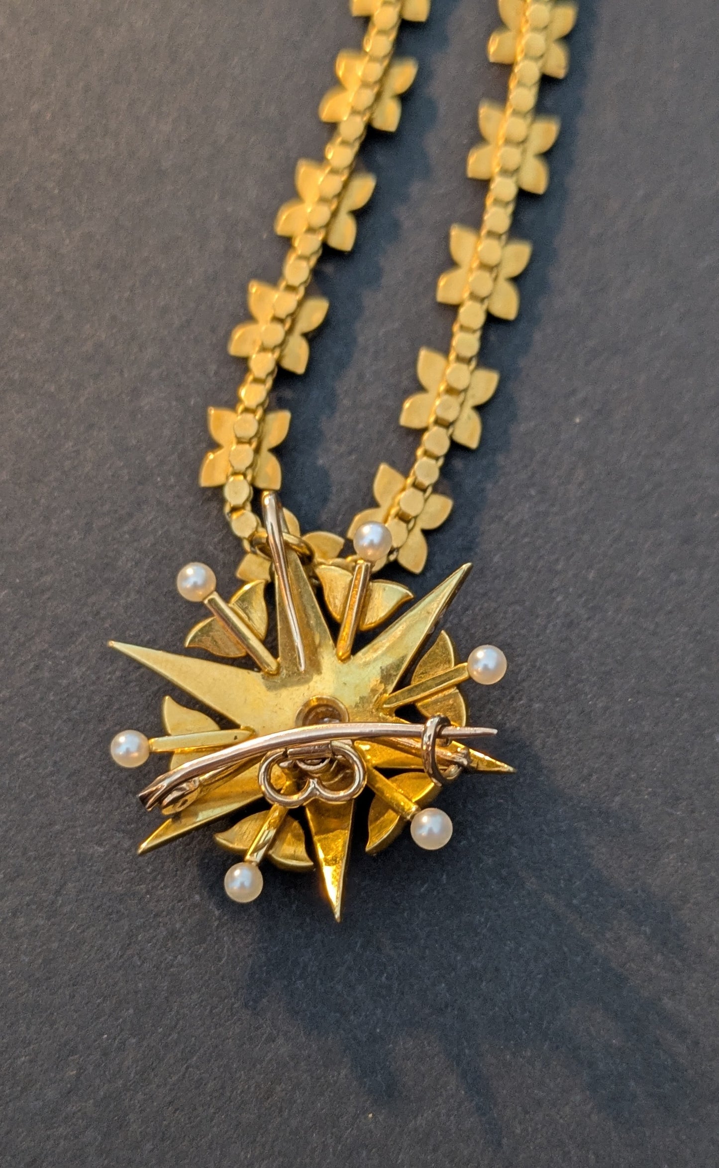 18kt Pearl and Diamond Two Piece Ensemble in Fitted Case