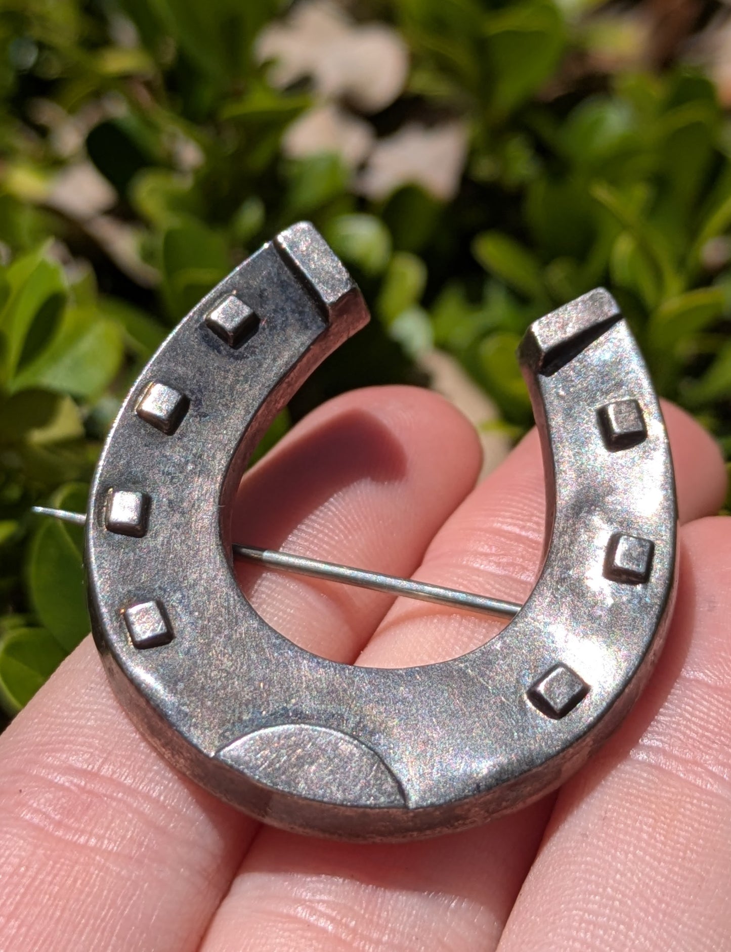 English Sterling Horseshoe Brooch, worn Hallmark