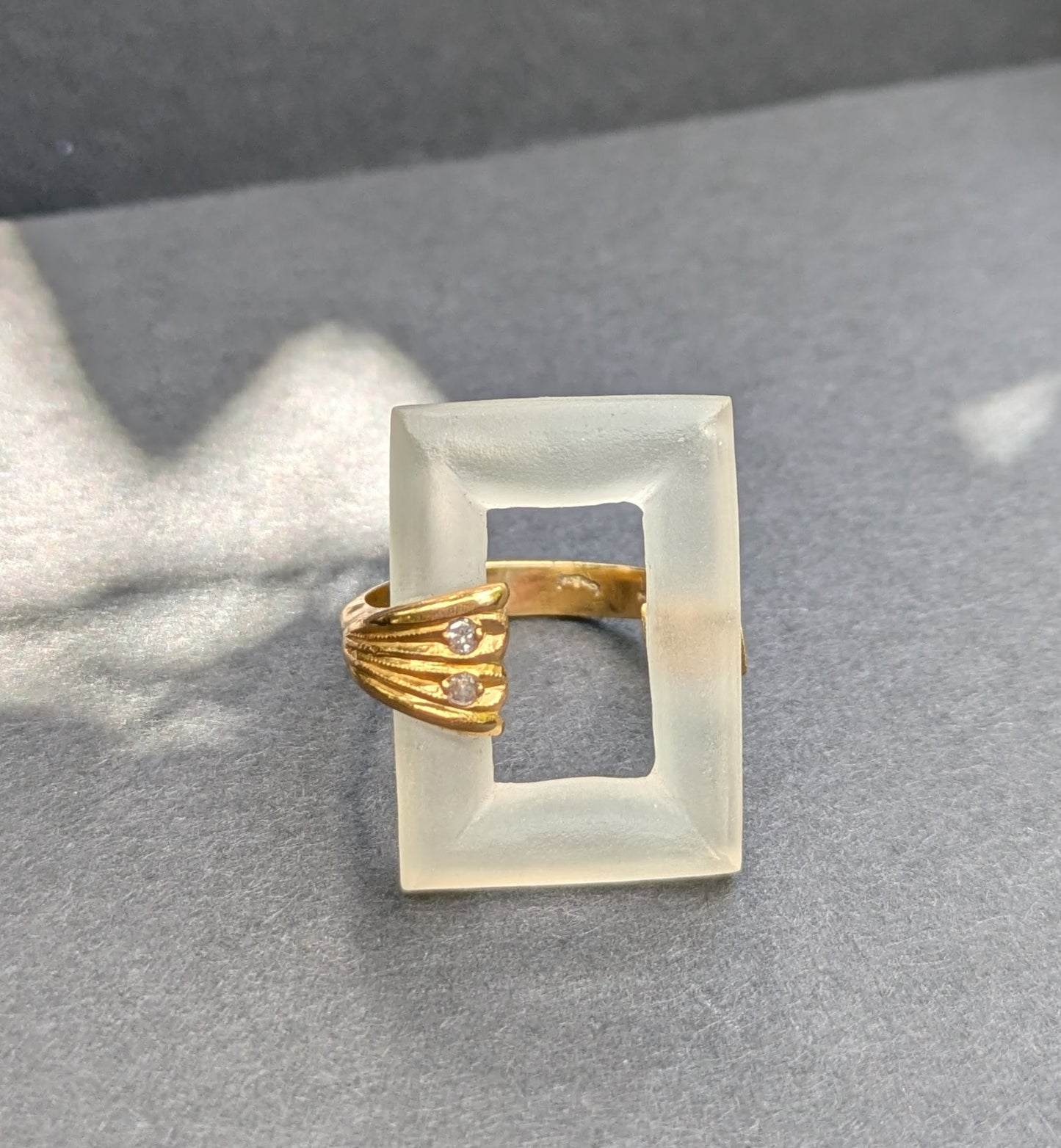 18kt Smoked Rock Crystal & Diamond Ring