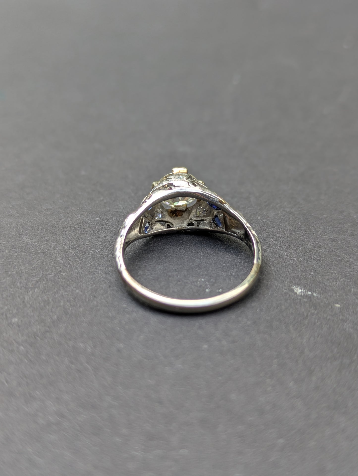 Old European Cut Diamond and Sapphire Edwardian Ring