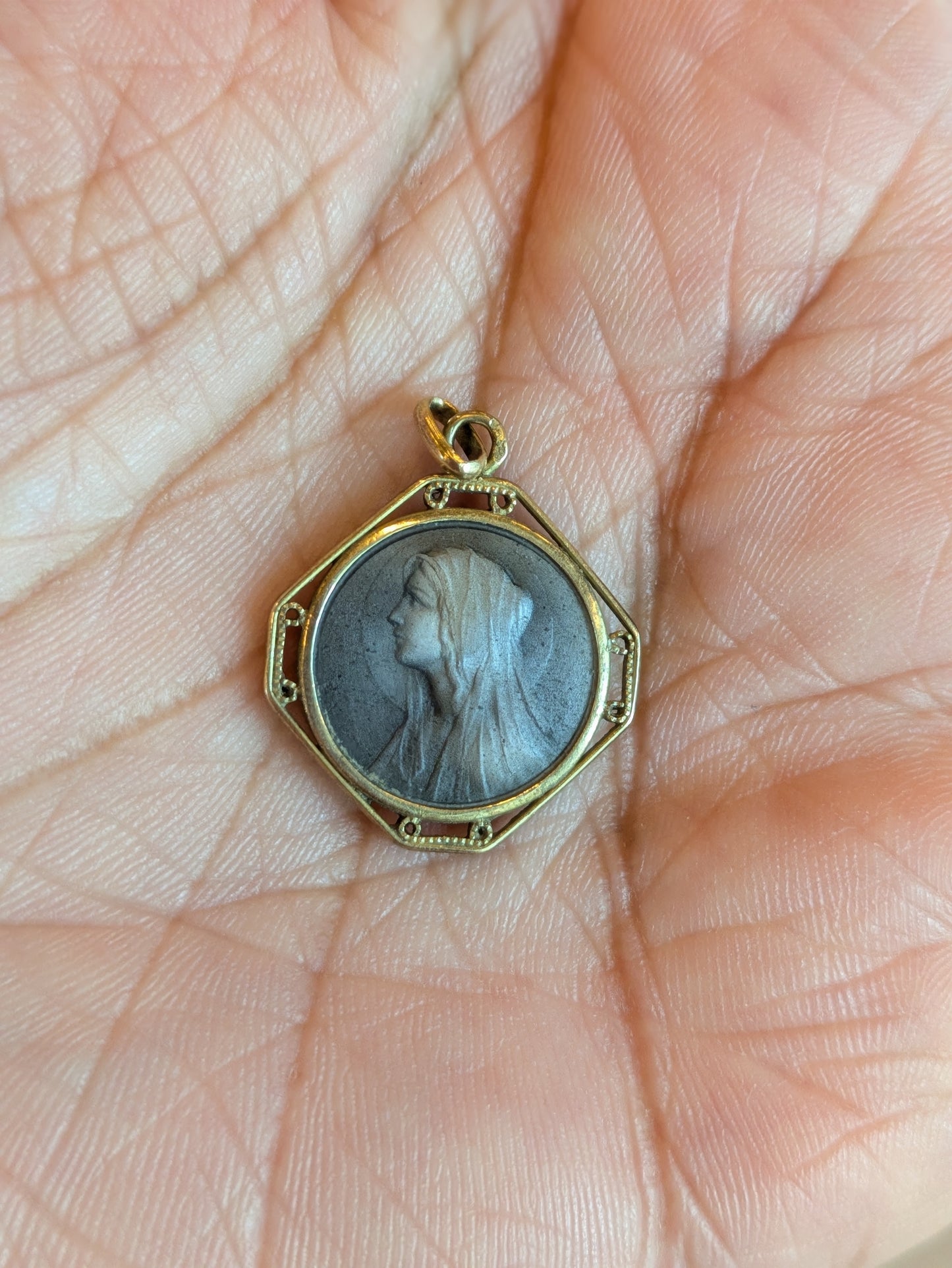 French. Guilloche Enamel Mary Pendent