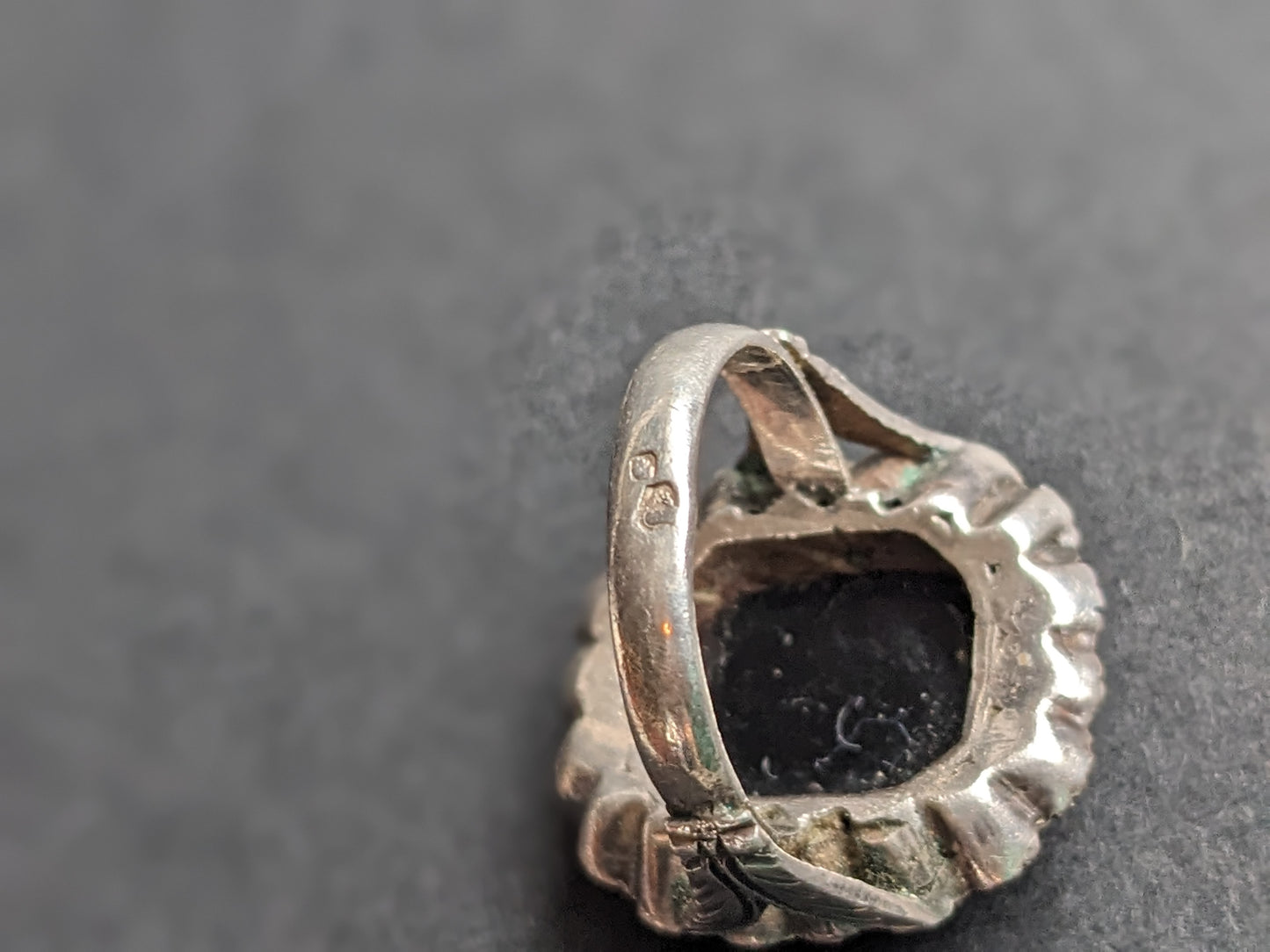 German 14k & silver ring with onyx