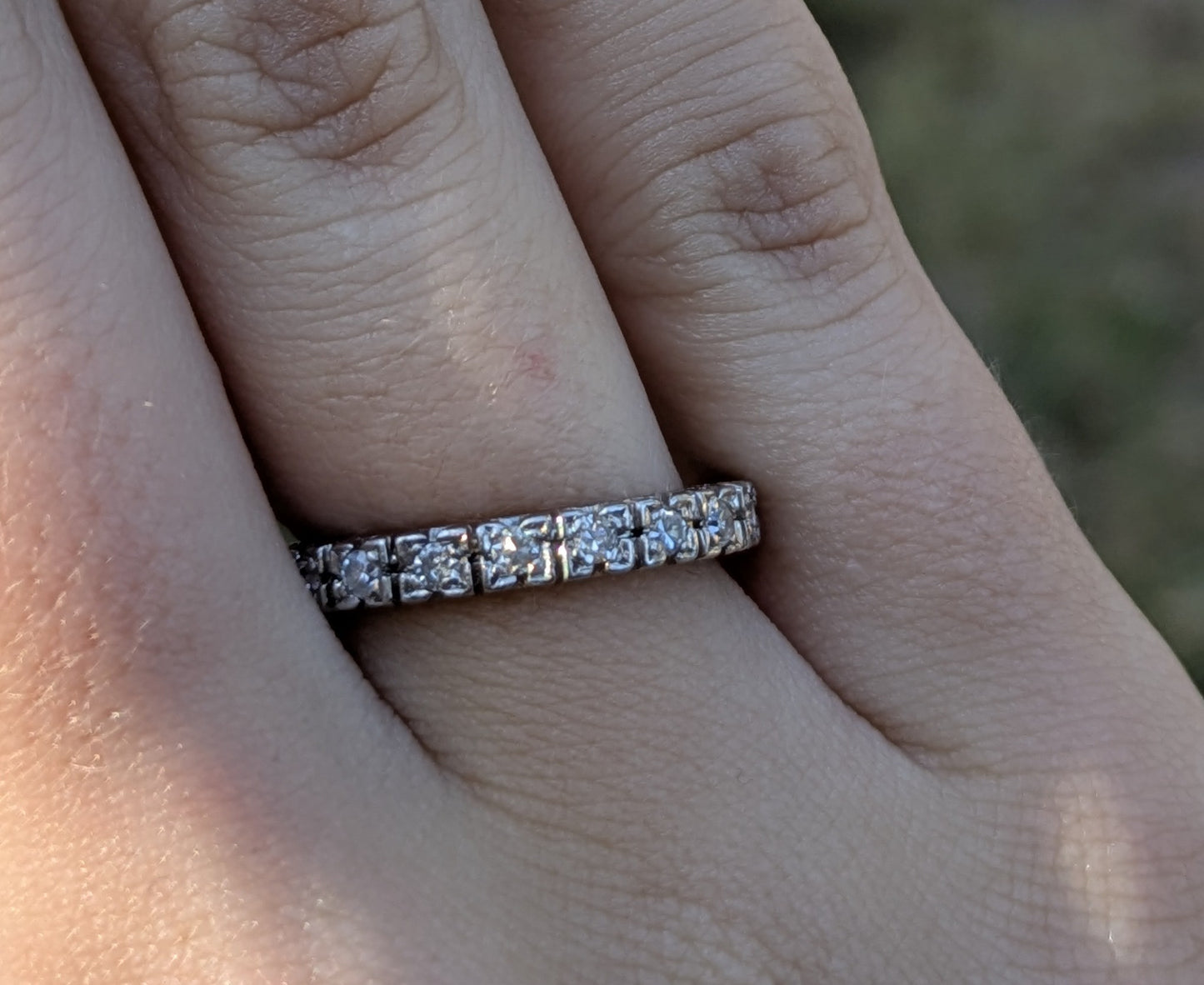 1930's Platinum 20 Single Cut Diamond "S" Back Eternity Band