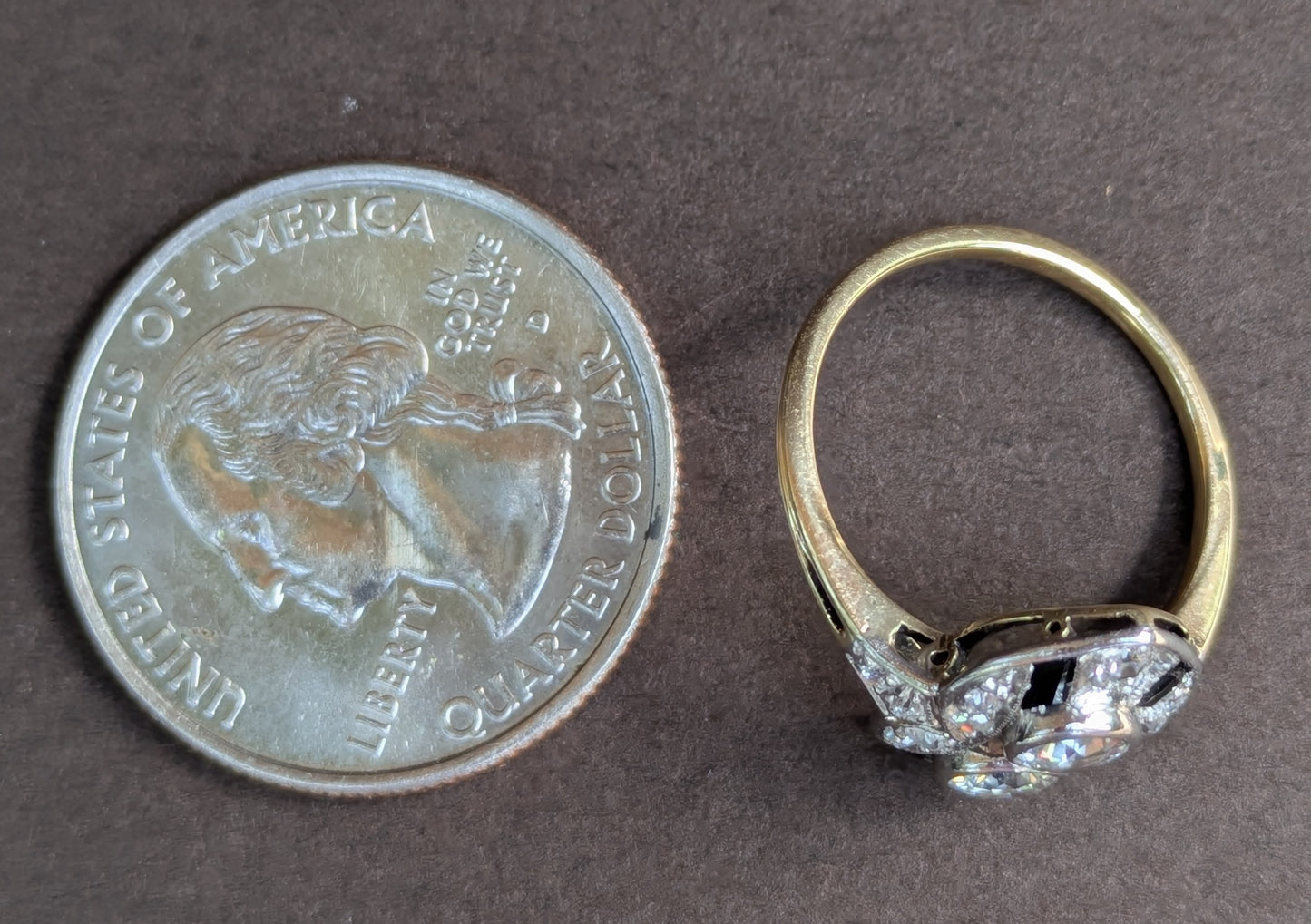 Art Deco French Cut Sapphire & OEC Diamond Ring