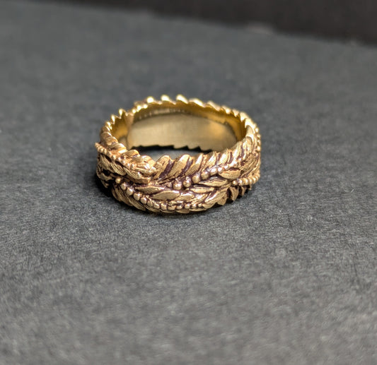 14k Heavy Leaf Band