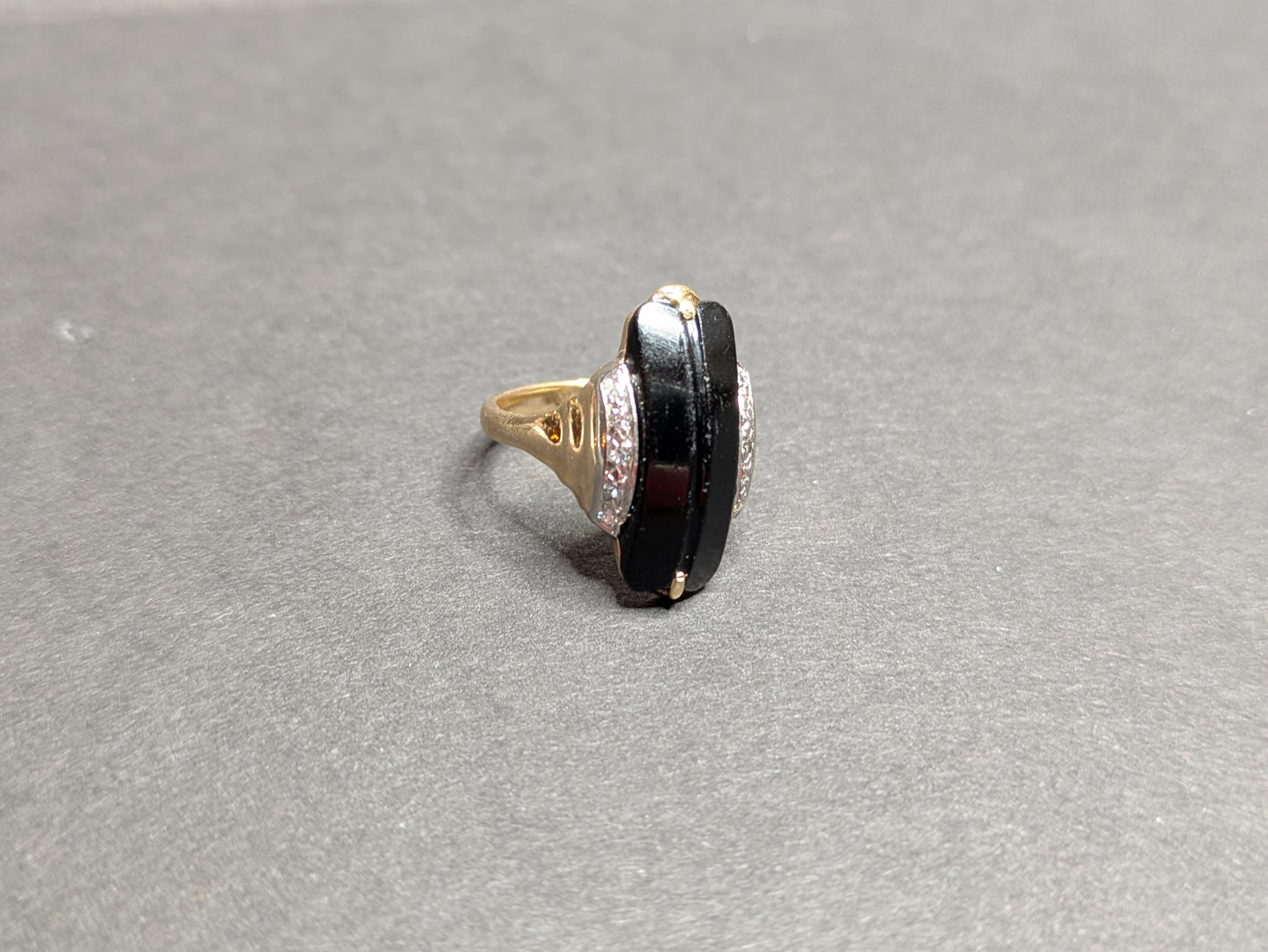 14k Onyx and Diamond Ring circa 1960's