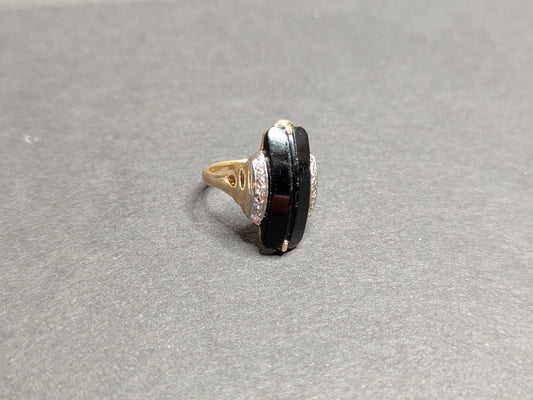 14k Onyx and Diamond Ring circa 1960's