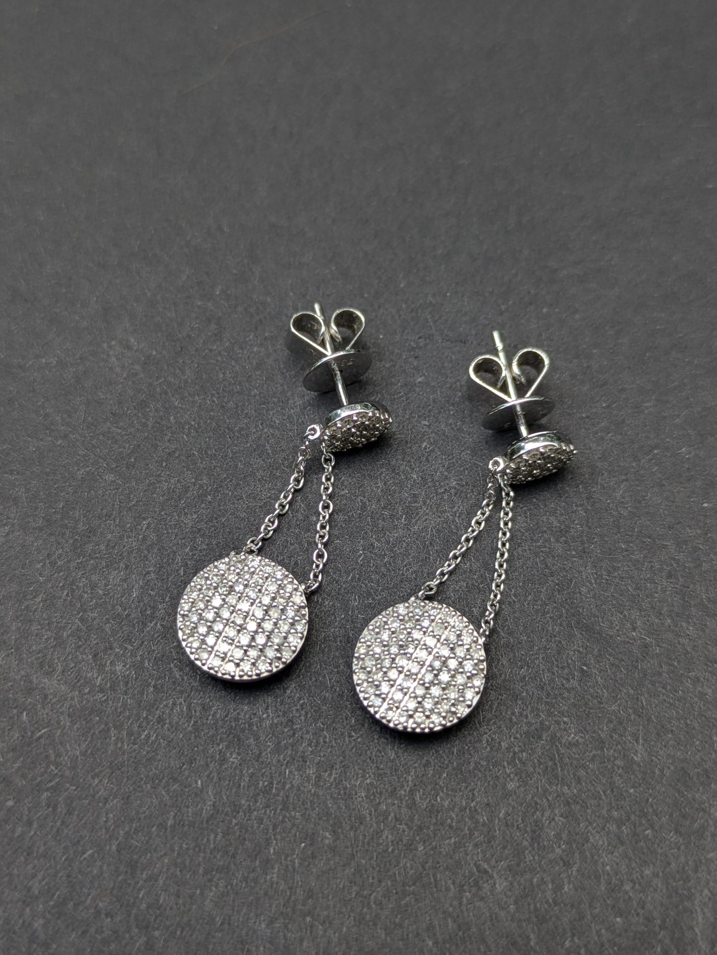 Estate Pave Set Diamond Earrings 14kt White Gold