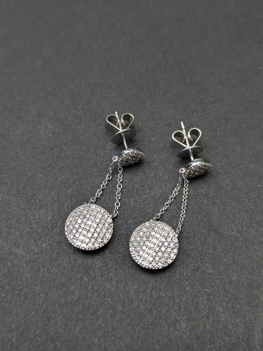 Estate Pave Set Diamond Earrings 14kt White Gold