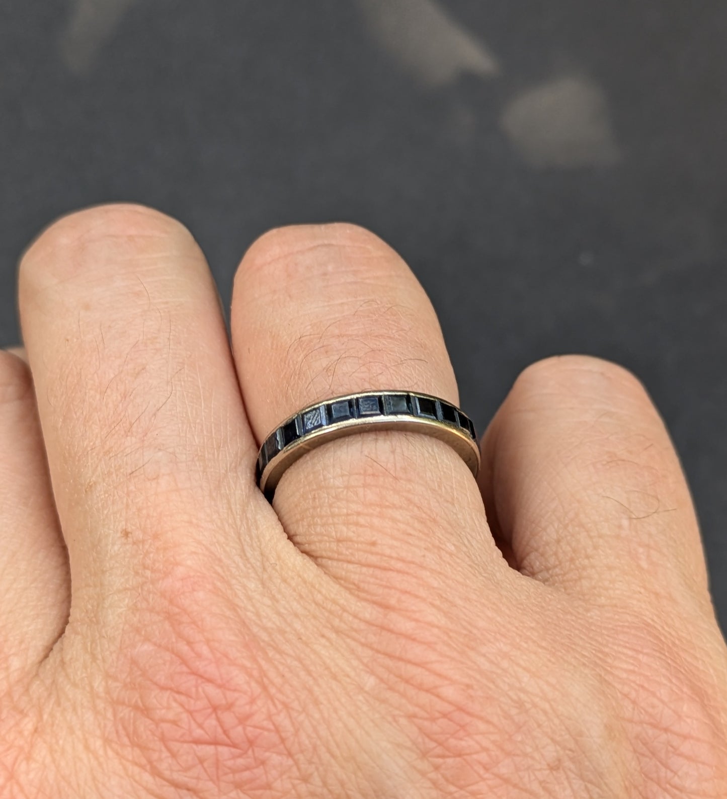14k White Gold French Cut Sapphire Eternity Band