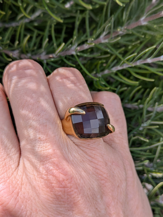 18kt Estate Designer Smokey Quartz Ring