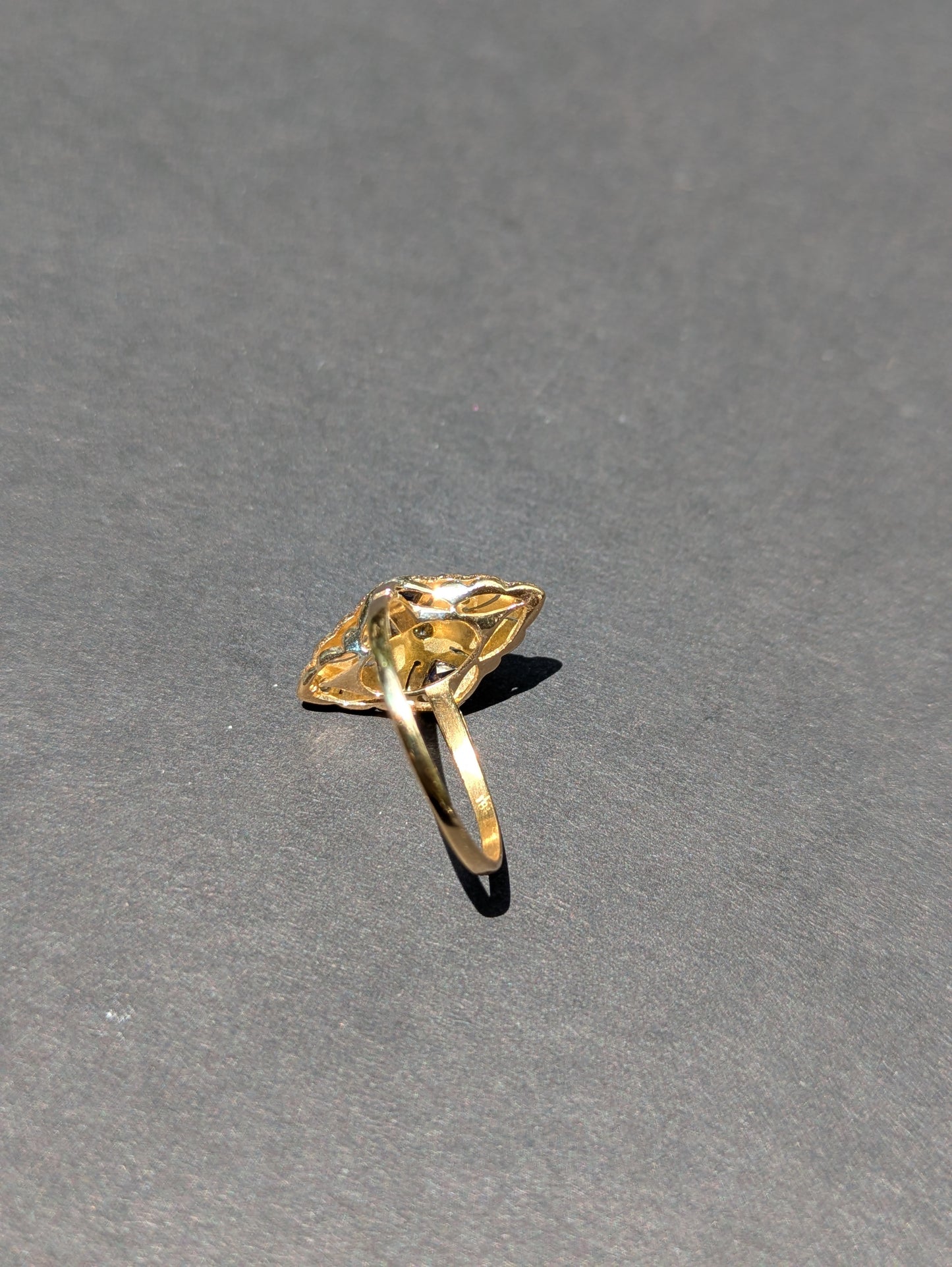18kt and Platinum Sapphire and Diamond Navette Ring