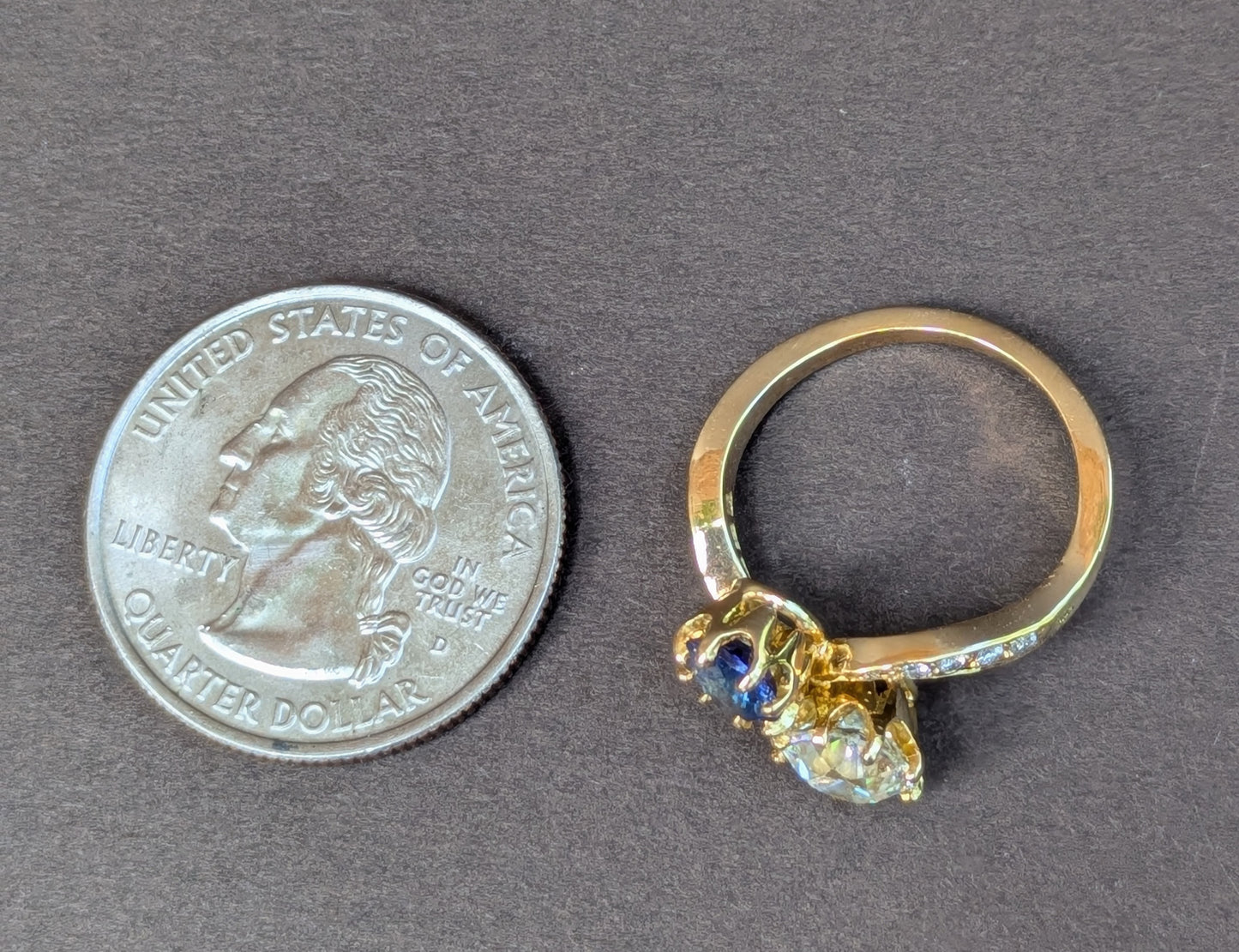 18kt French Diamond "Toi et Moi" Ring Set with Sapphire