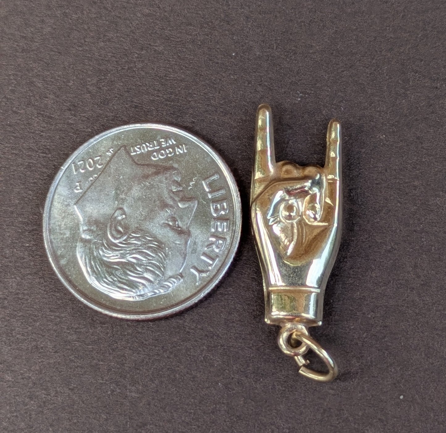 14k Charm of "I Love You" in ASL