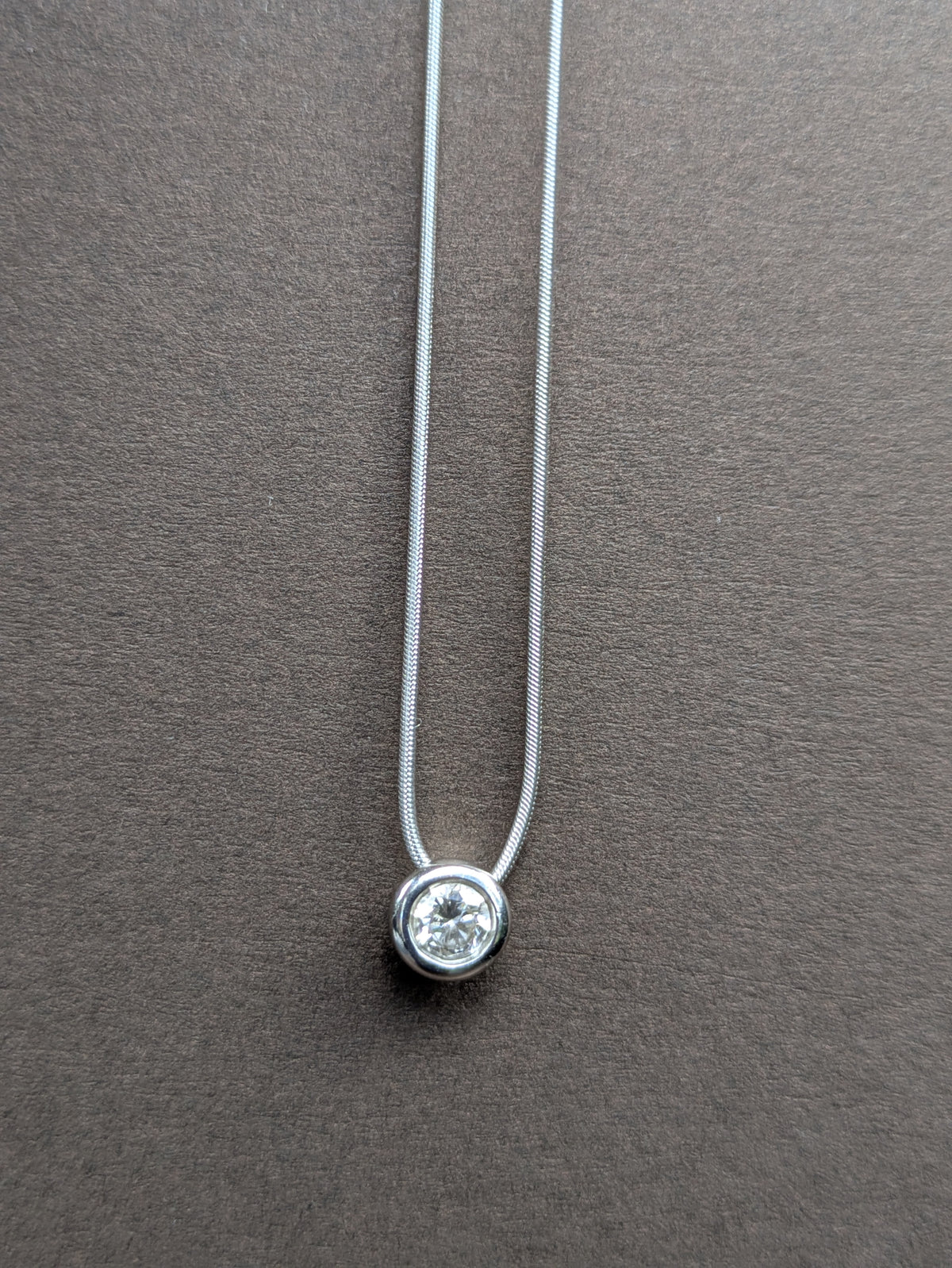 Platinum Snake Chain With 1/3ct Diamond Solitare