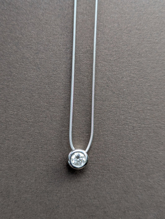 Platinum Snake Chain With 1/3ct Diamond Solitare