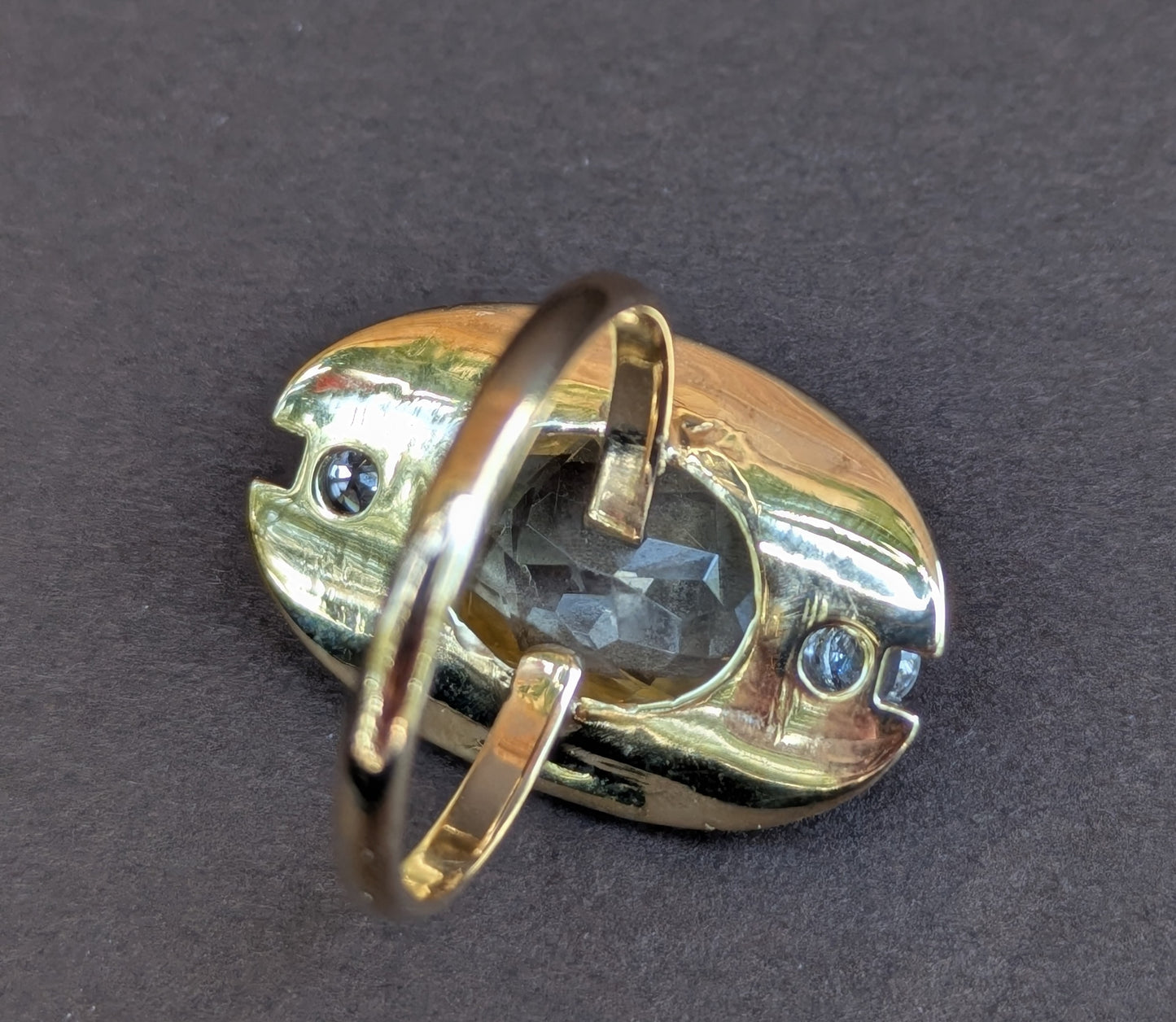 14kt Citrine and Diamond Ring Made from 1960's Brooch & Band