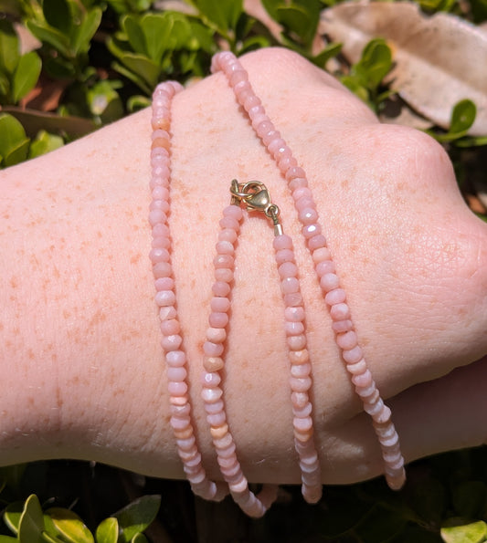Long 14kt Pink Opal Necklace