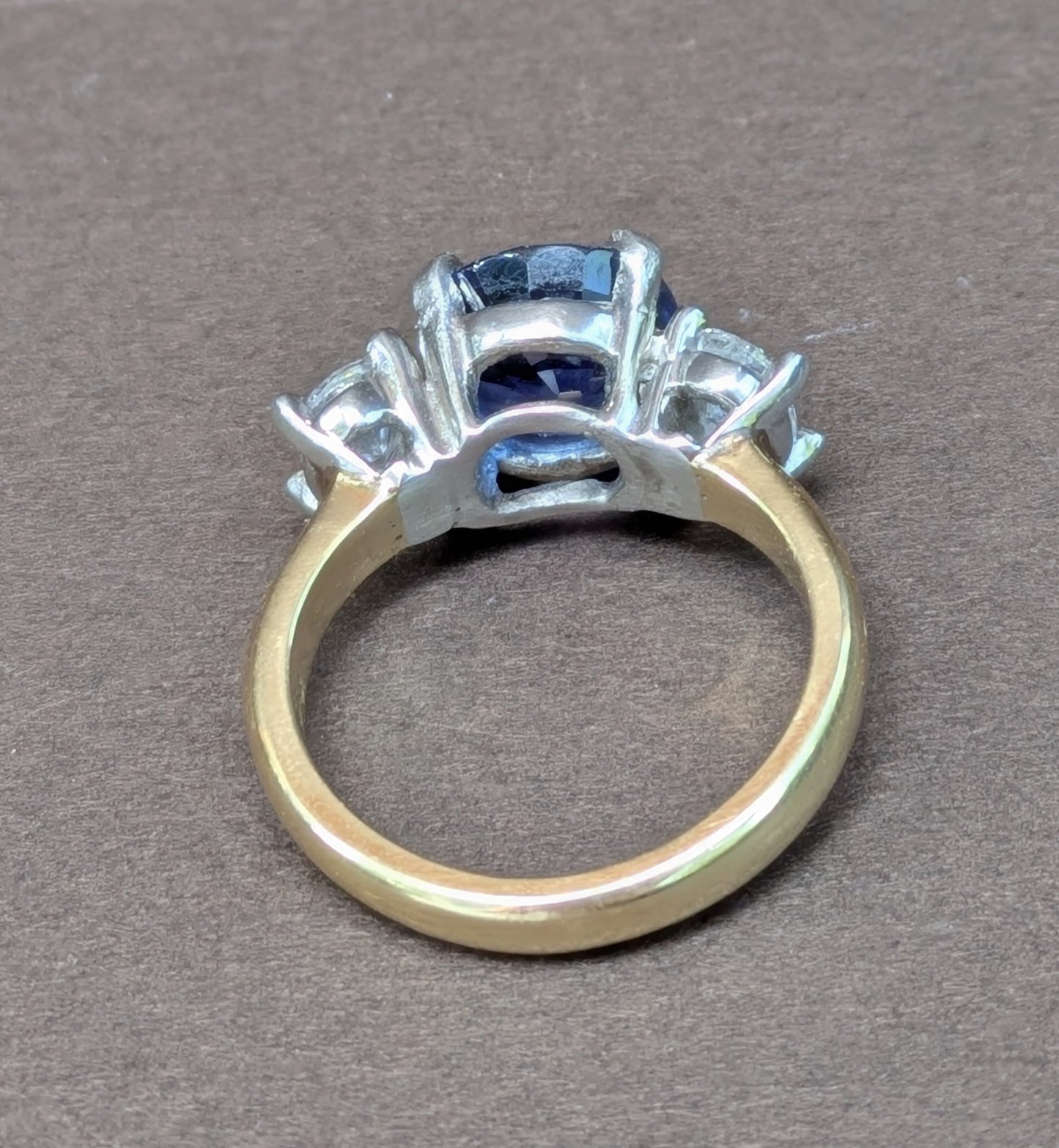 18kt & Platinum 3 Stone Sapphire & Diamond Ring