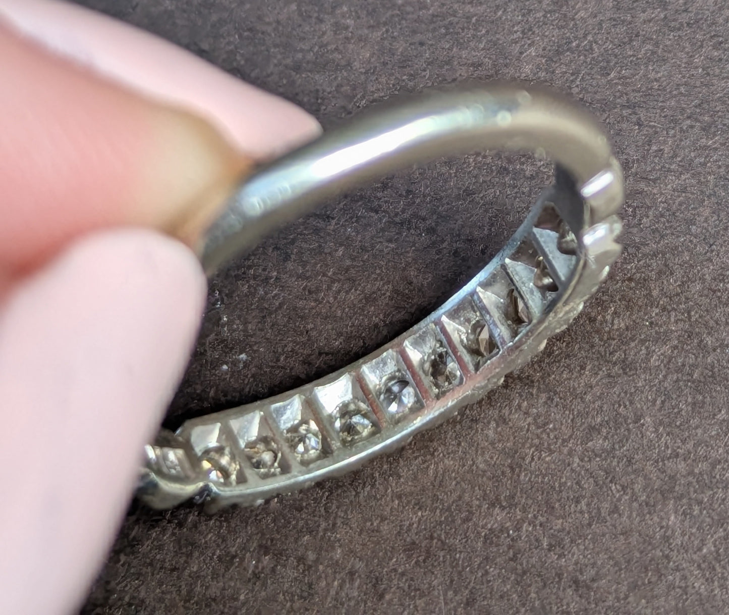 18kt White Gold & Diamond Anniversary Band 1930's